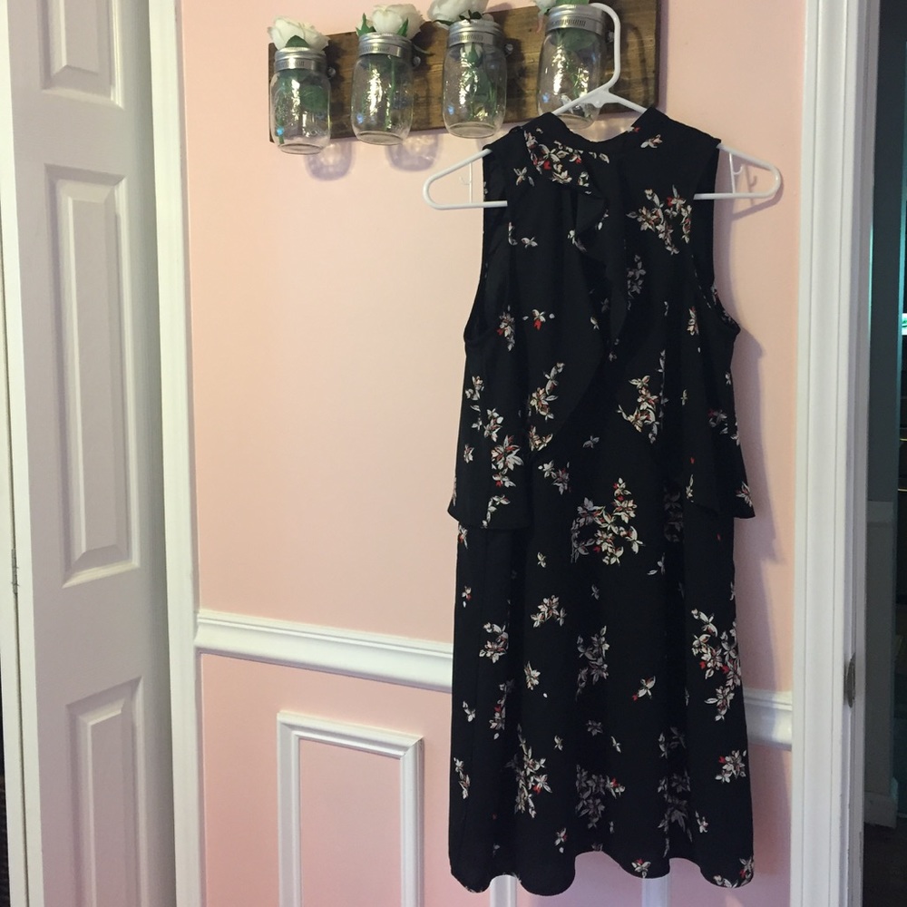 Black, White & Red Floral Dress